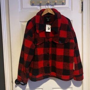 Forever 21 Premium Label Sherpa Buffalo Plaid Coat 2X